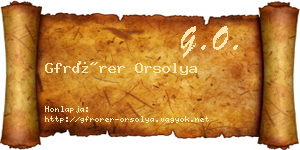 Gfrörer Orsolya névjegykártya